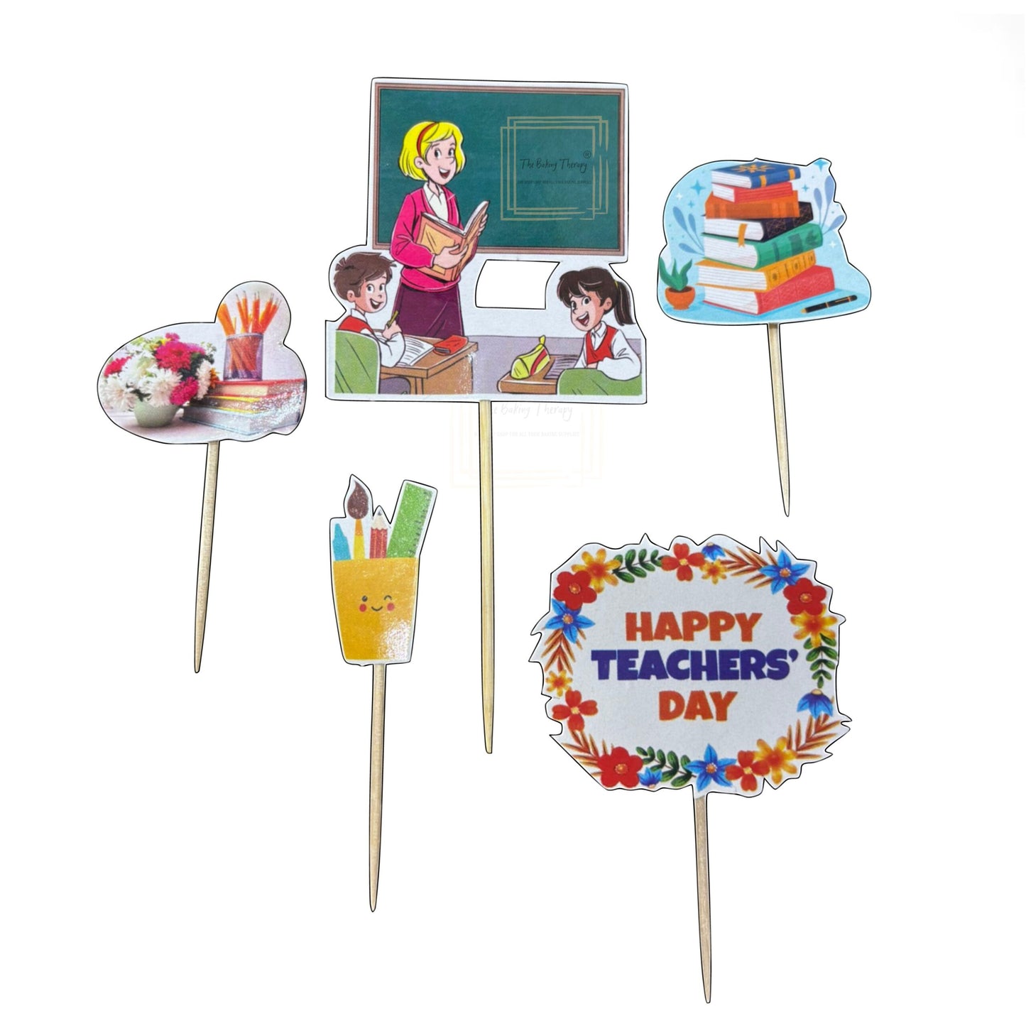 Happy Teachers Day Paper Theme Cake Topper ( Design 4 )