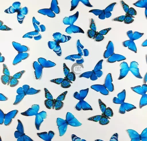 Blue Edible Pre-Cut Butterfly Wafer Paper