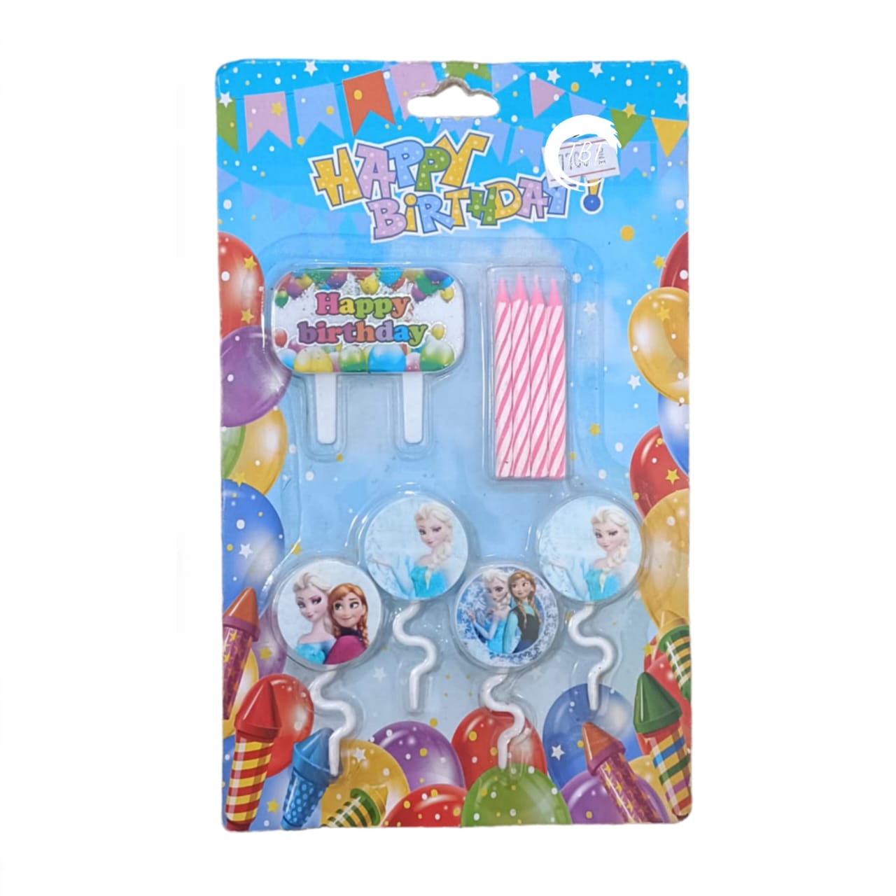 Frozen Happy Birthday Cake Topper With Pink Candle
