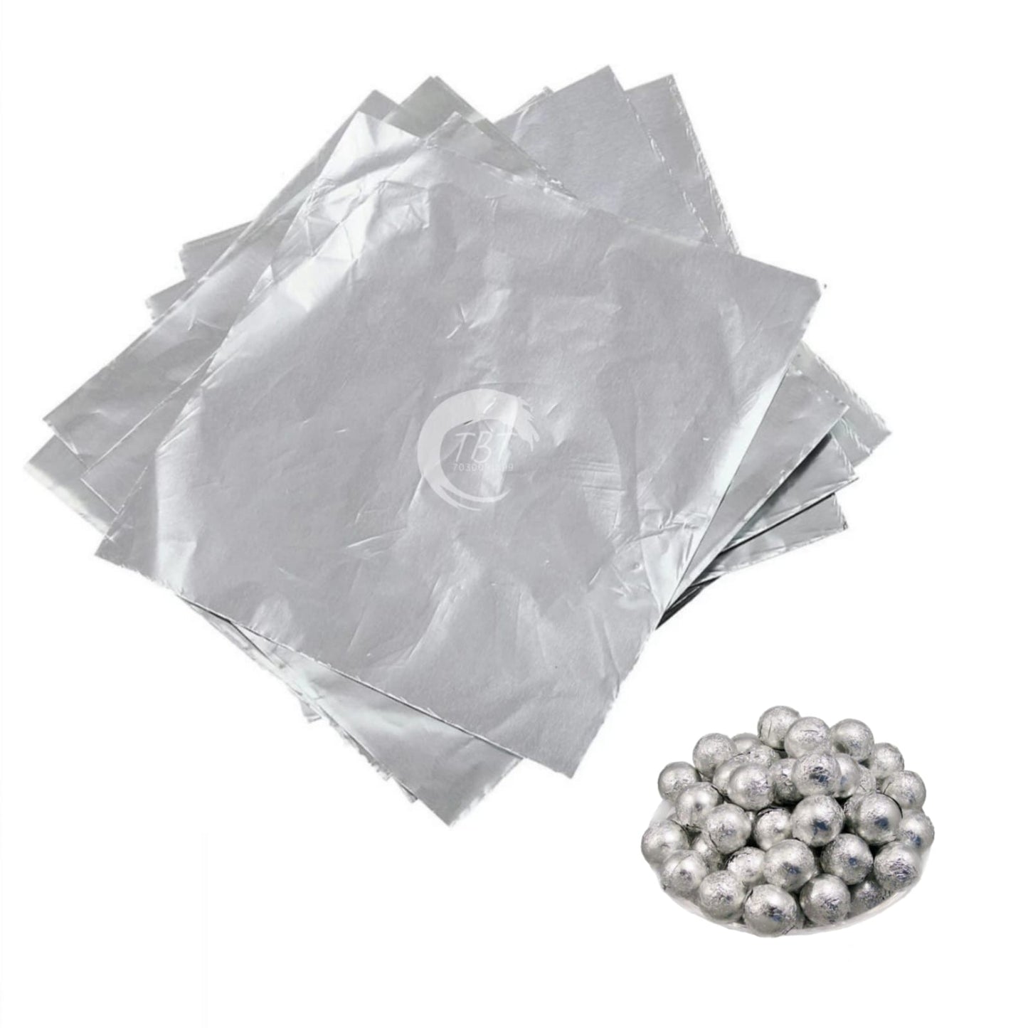 250 Pcs Silver Square Aluminium Foil Chocolate Packaging Wrapper