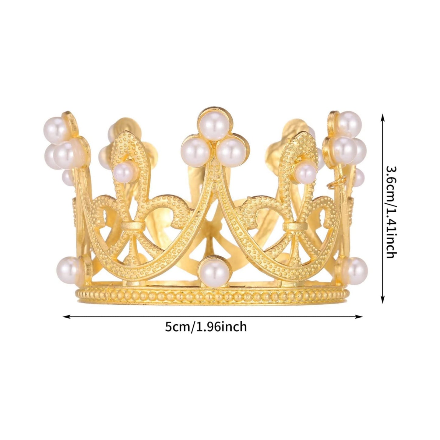 Plastic Golden Pearl Crown Cake Decoration