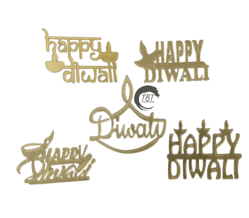 Happy Diwali Golden Acrylic Sticker 1Pcs