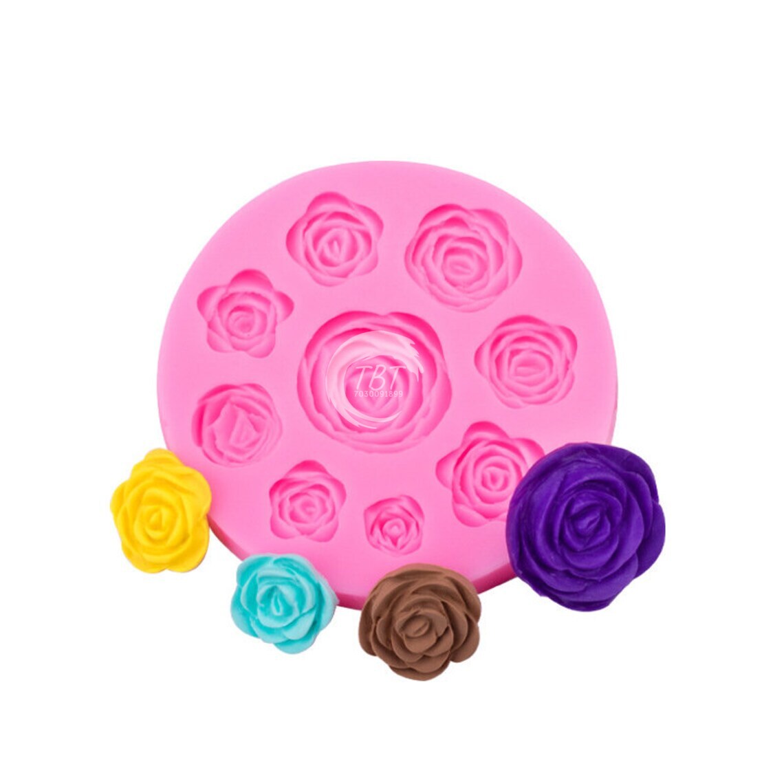 9 Cavity Rose Silicone Fondant Mold