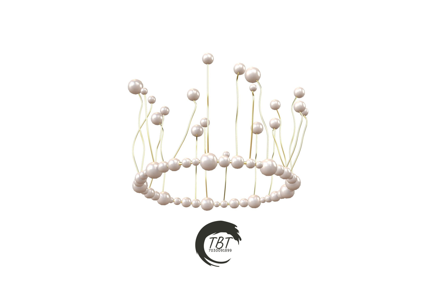 White Pearl Crown Cake Topper