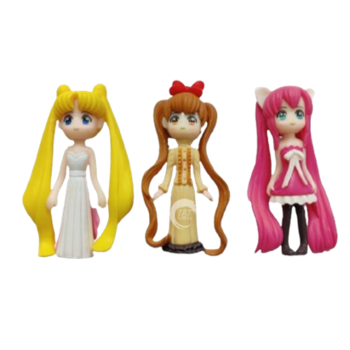 Anime Curly Hair Girls Theme Cake Decoration Toy