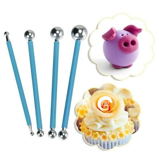 4 Pcs Modelling Ball for Fondant Cake Flower Decorating Tools