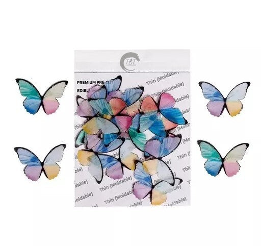 Rainbow Color medium Size Edible Pre-Cut Butterfly Wafer Paper