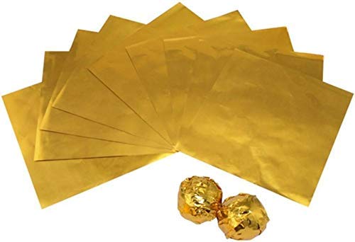 250 Pcs Square Aluminium Foil Chocolate Packaging Wrapper Gold