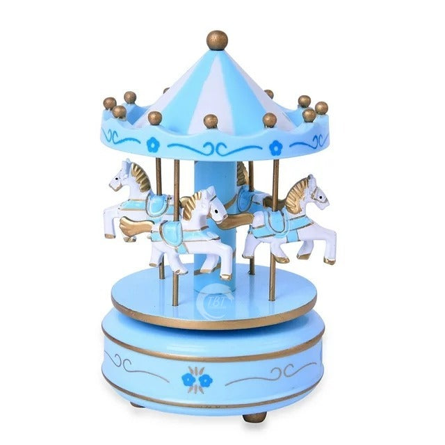 Carousel Rotating Musical Horse Music Box Toy - Blue