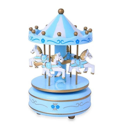 Carousel Rotating Musical Horse Music Box Toy - Blue