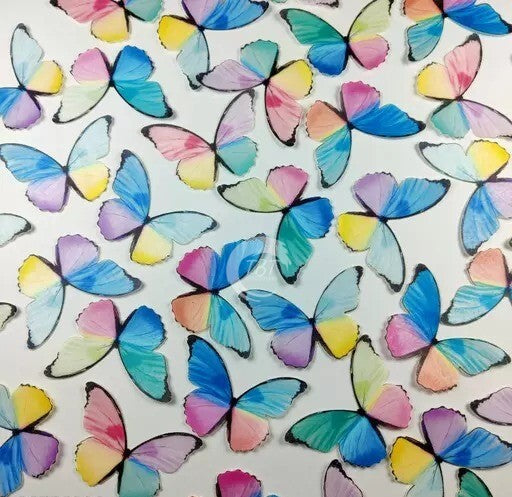 Rainbow Color Big Size Edible Pre-Cut Butterfly Wafer Paper
