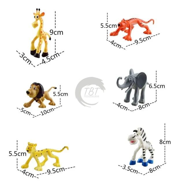 Animal Zoo Toy Cake Topper Set { Set Of 6 Piece }