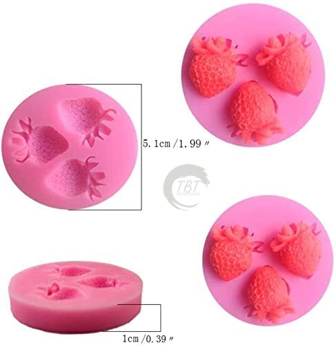 3 Cavity Strawberry Silicone Fondant Mold