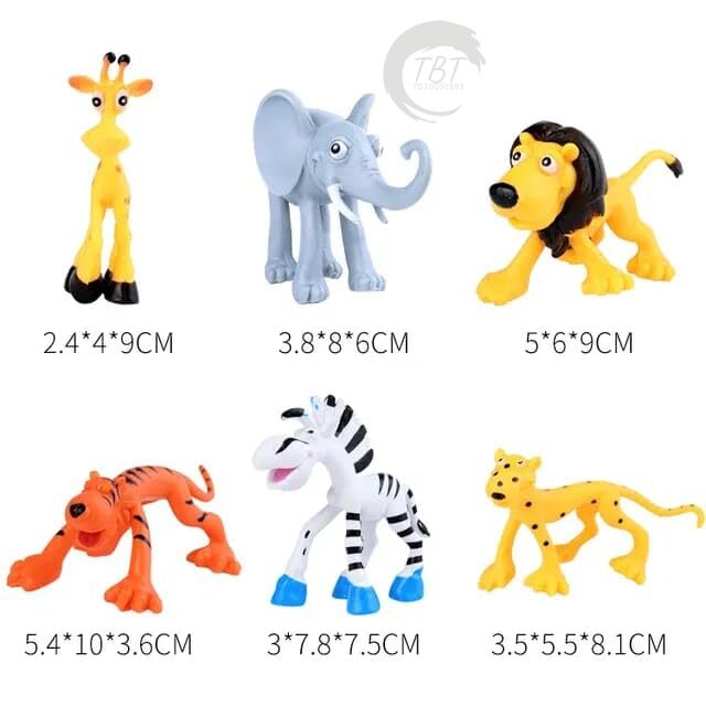 Animal Zoo Toy Cake Topper Set { Set Of 6 Piece }