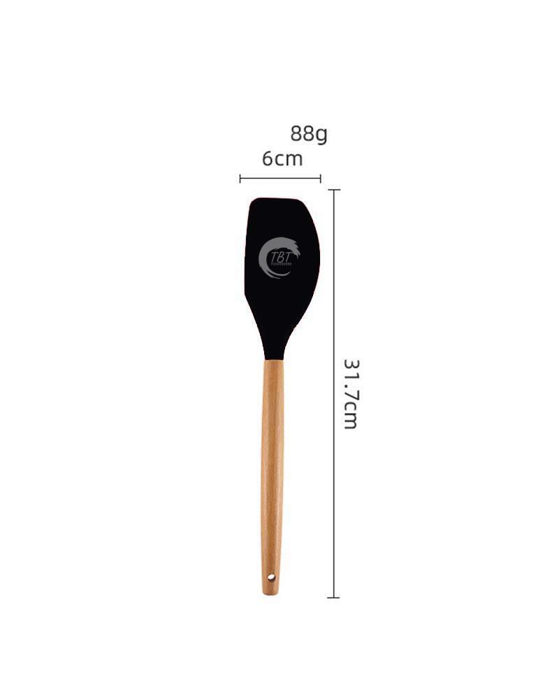 Full Wooden Handle Silicone Spatula
