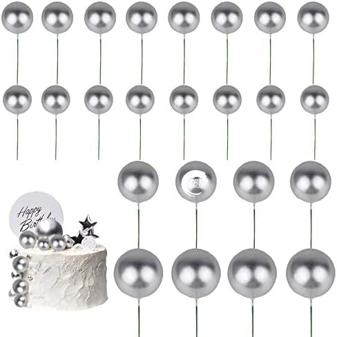 20Pcs Silver Faux Ball Cake Decoration