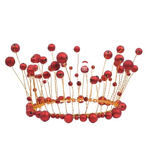 Red Pearl Crown Cake Topper