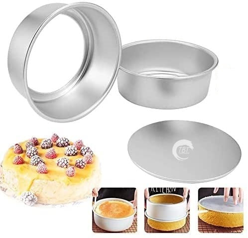 Aluminium Loose Bottom Round Cake Mold Cake Tin - 7X2.5 Inch