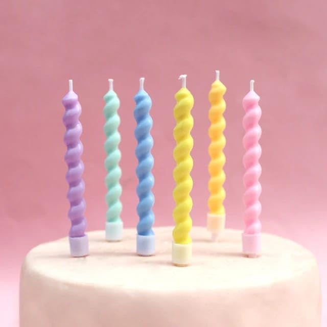 Pastel Color Twisty Curly Birthday Candles [ Set Of 6 Pcs ]
