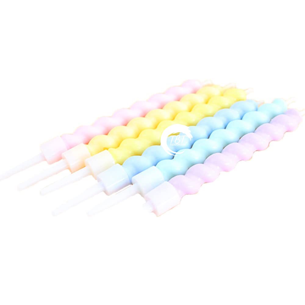 Pastel Color Twisty Curly Birthday Candles [ Set Of 6 Pcs ]