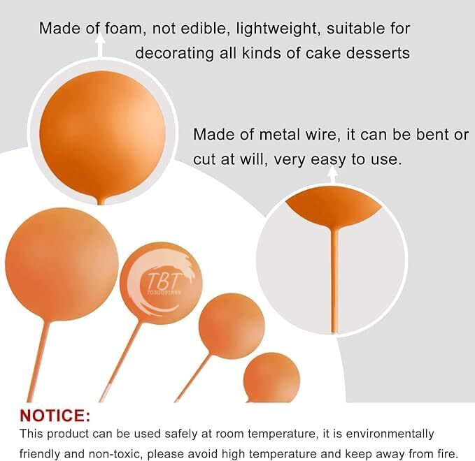 20Pcs Orange Faux Ball Cake Decoration