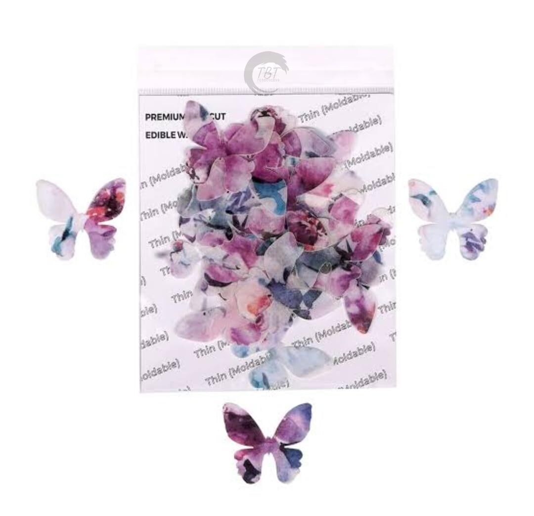 Abstract Purple Color Edible Pre-Cut Butterfly Wafer Paper