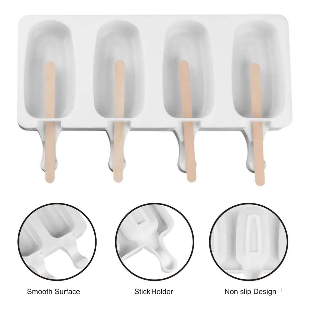 4 Cavity Big Size Silicone Cakesicle Mold