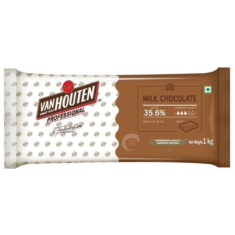 Vanhouten 35.6% Professional Milk Chocolate Couverture - 1 KG