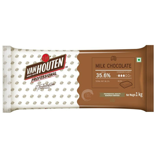 Vanhouten 35.6% Professional Milk Chocolate Couverture - 1 KG