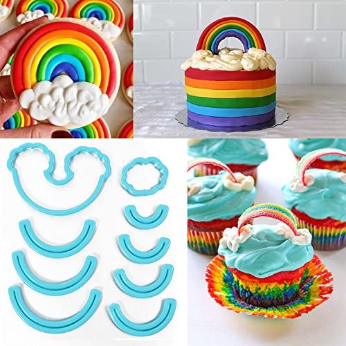 9 Pieces Rainbow and Cloud Fondant And Cookie Cutter Set