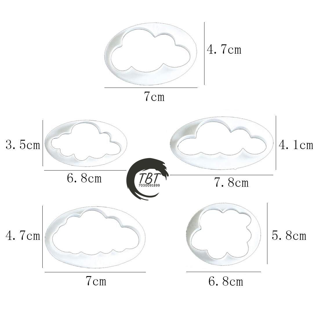 5Pcs Different Fluffy Cloud Cutters