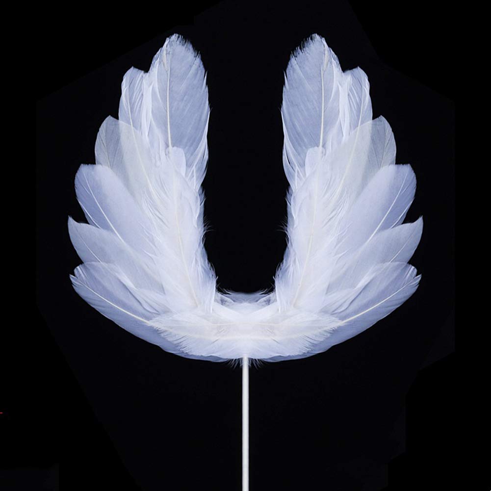 White Angel Wing Feather Cake Topper