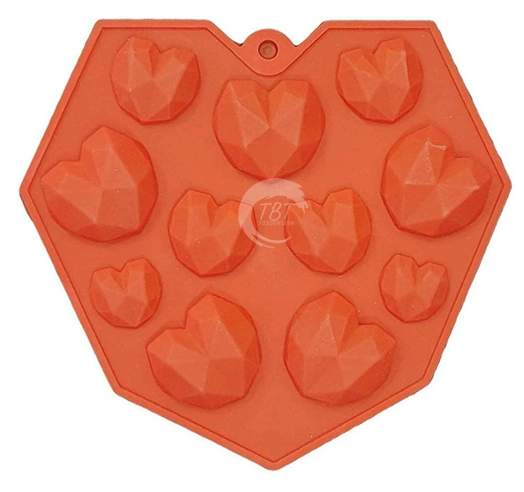11 Cavity 3D Small Diamond Heart Silicone Mold