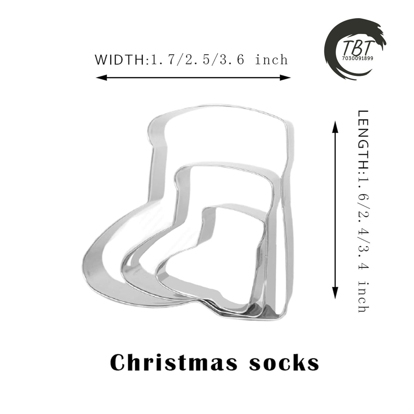 3Pcs Christmas Stocking Cookie Cutter