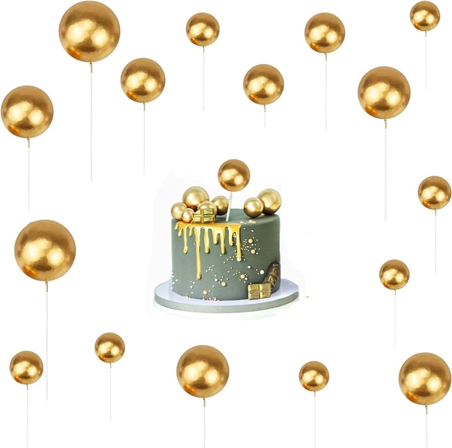 20Pcs Golden Faux Ball Cake Decoration