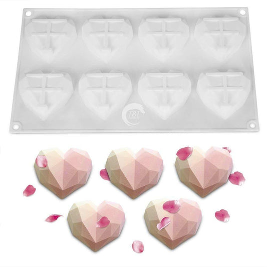 8 Cavity Heart Shape 3D Silicone Mold
