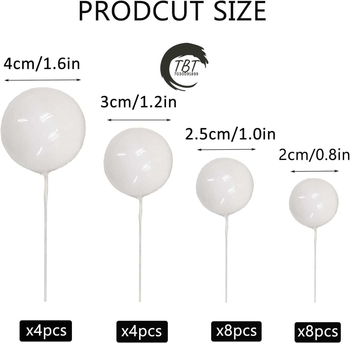 20Pcs White Faux Ball Cake Decoration
