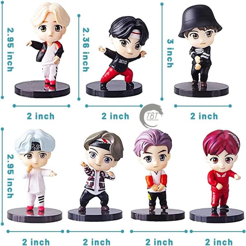 Mini BTS Army Cake Decoration Toy Set { Set Of 7 Piece }