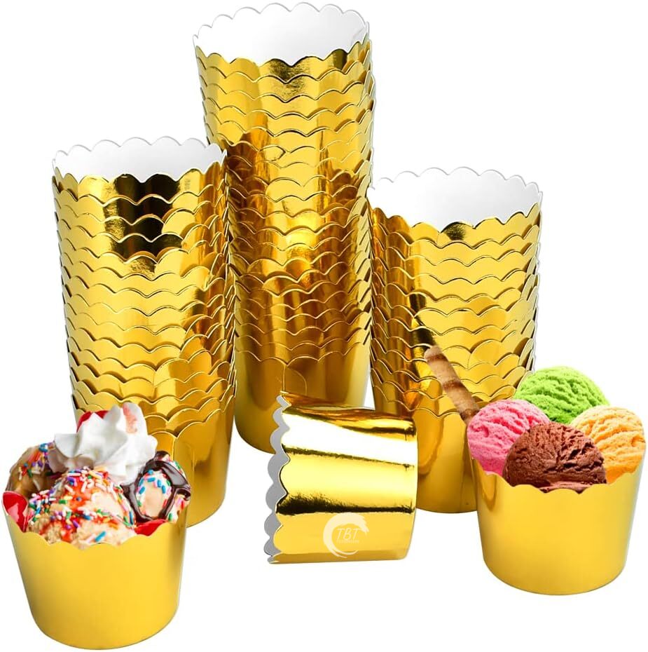 50 Pcs Golden Cupcake Muffin Liners