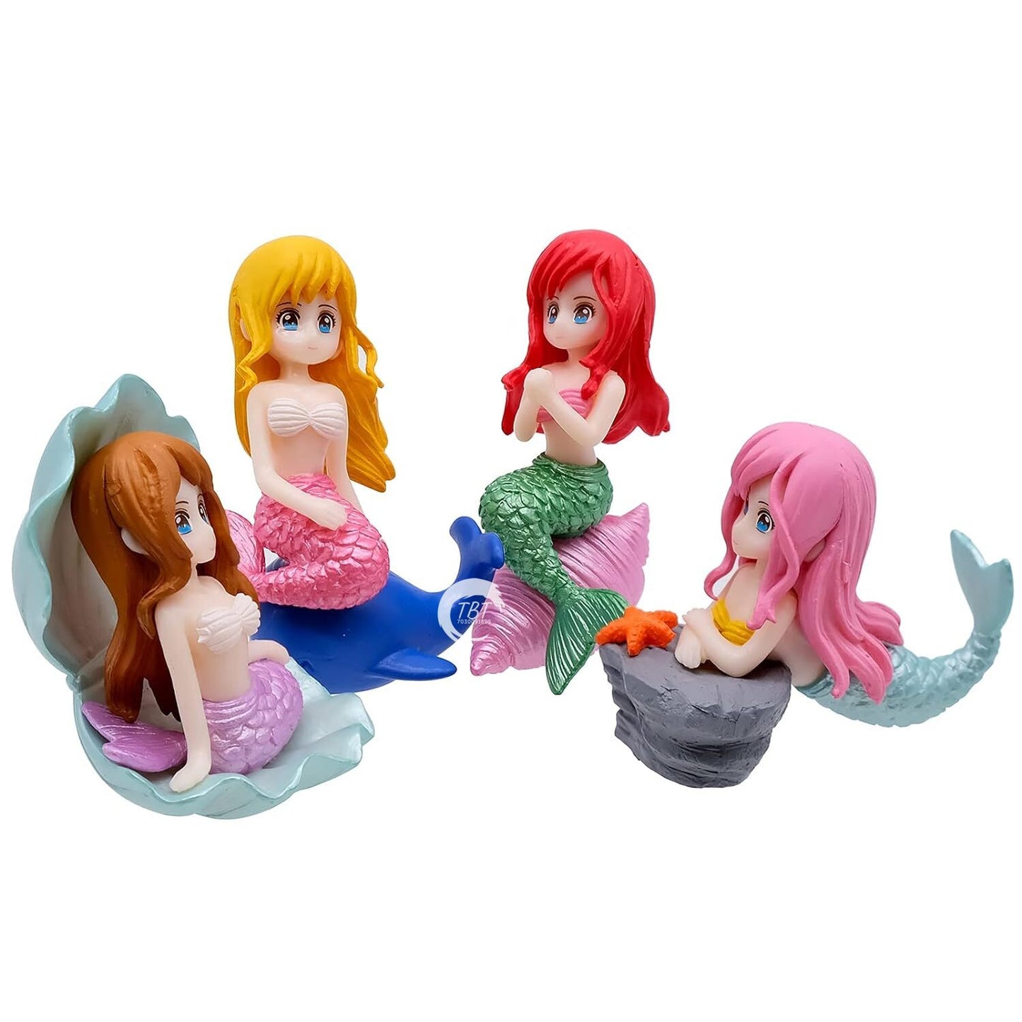 Mermaid Doll Cake Toy Set { Set Of 4 Piece }