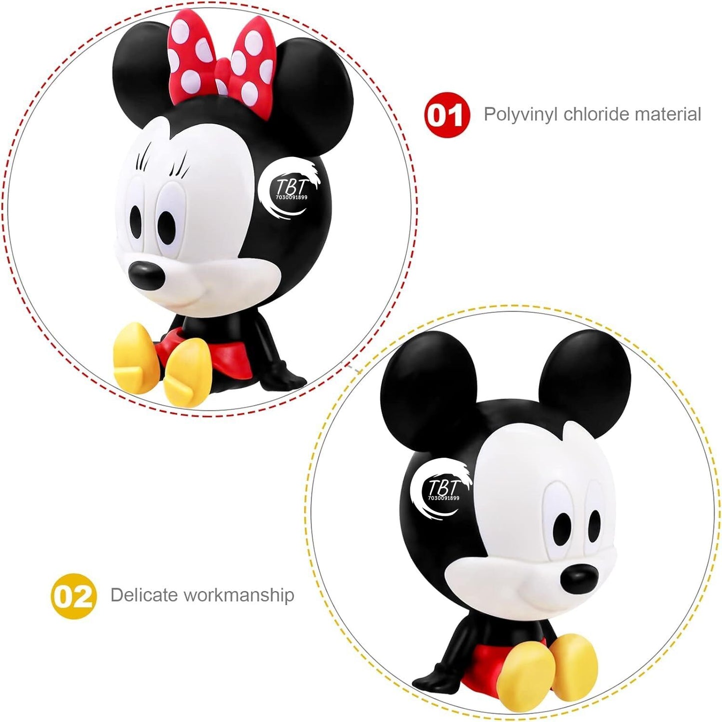Cute Mickey Minnie Mouse Cake Topper Toys Set