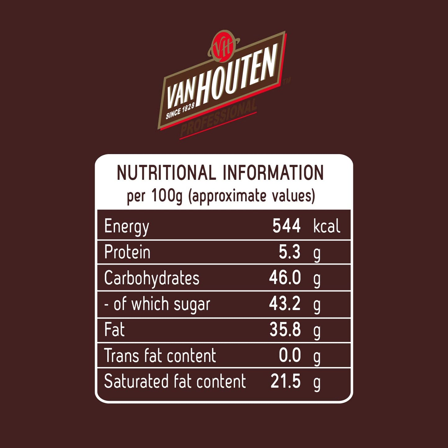 Vanhouten 55% Dark Chocolate Couverture -1 KG