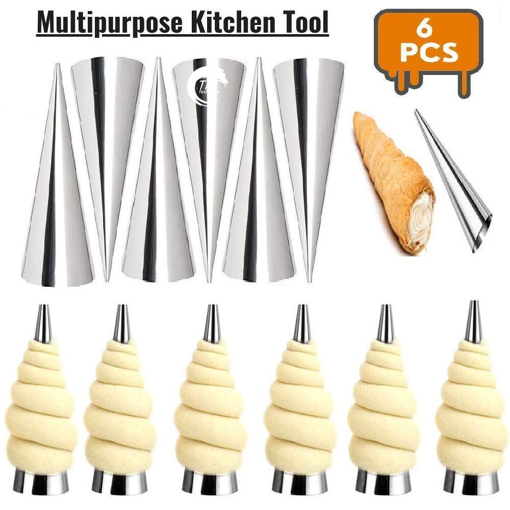6 Pcs Stainless Steel Cream Roll Baking Tube