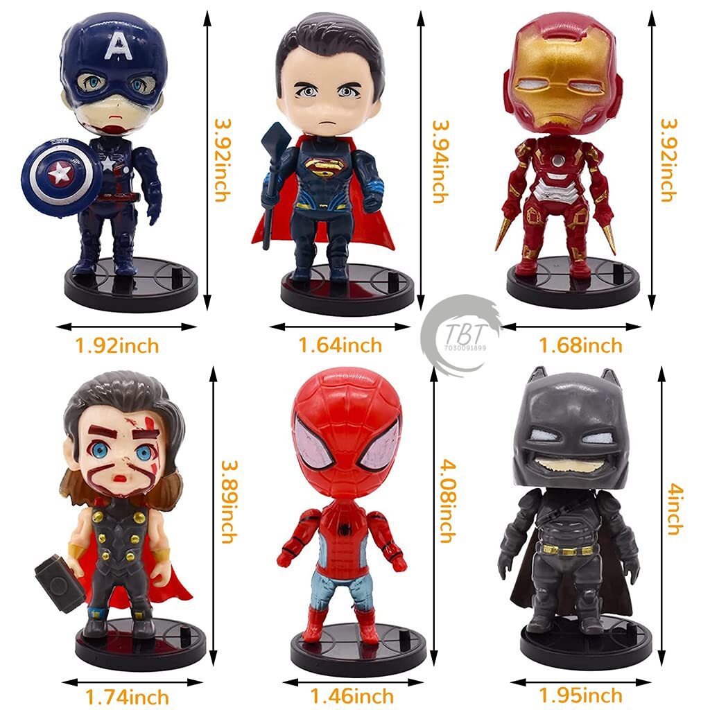 Mini Avengers Toys Cake Decorations { Set Of 6 Piece }