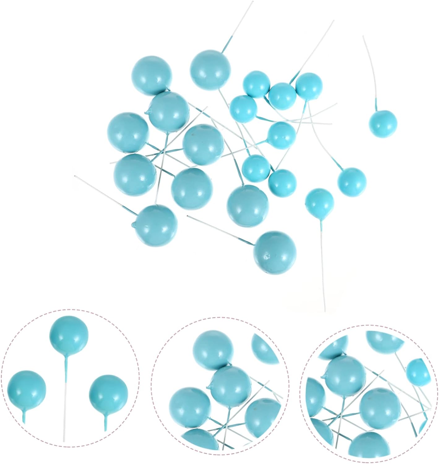 20Pcs Teal Faux Ball Cake Decoration