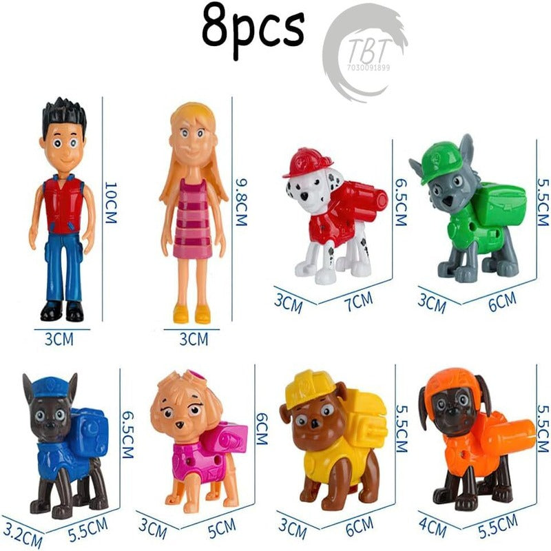 Paw Patrol Figure Cake Toys Toppers { Set Of 8 Piece }
