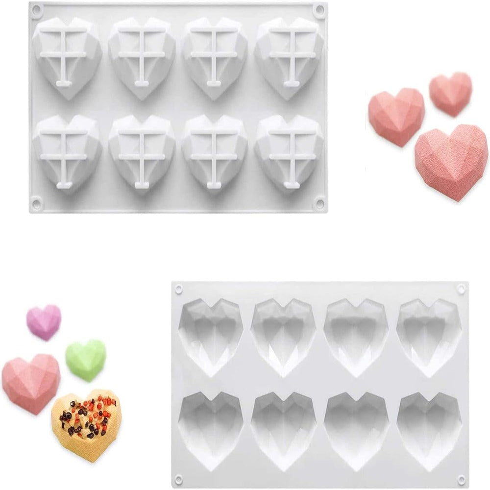 8 Cavity Heart Shape 3D Silicone Mold