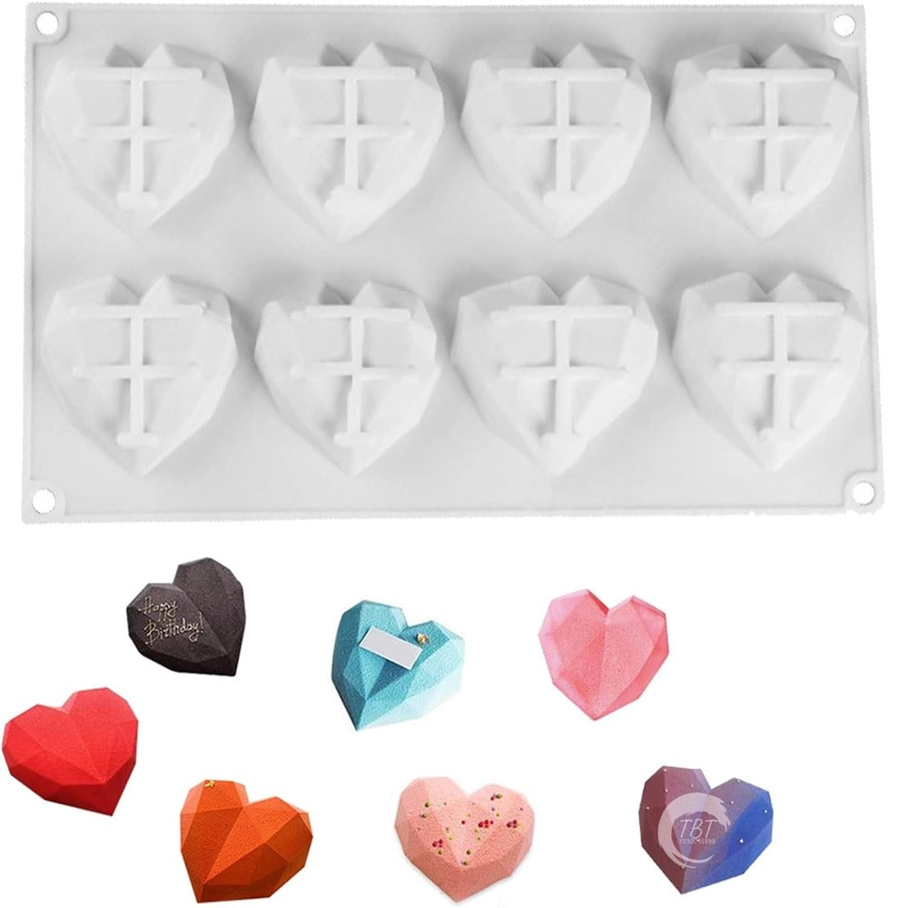 8 Cavity Heart Shape 3D Silicone Mold
