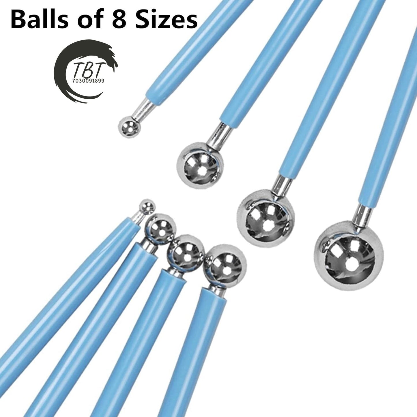 4 Pcs Modelling Ball for Fondant Cake Flower Decorating Tools