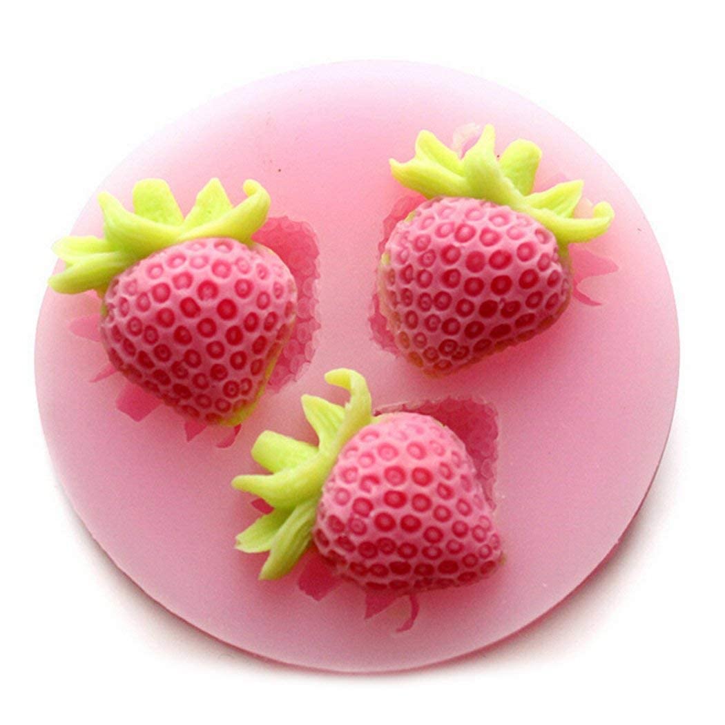 3 Cavity Strawberry Silicone Fondant Mold